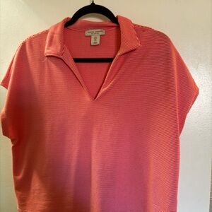 Martha Stewart Coral Striped Blouse